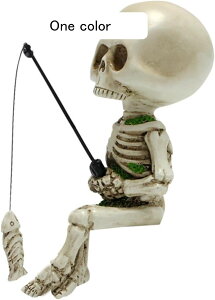 ガーデンオーナメント 髑髏 ガーデン装飾 ハロウィーン 置物 庭 オーナメント 樹脂 装飾品 防水 耐久性 園芸雑貨 インテリア プレゼント ギフト 庭 飾り 屋外 デコレーション 釣り髑髏 11*7