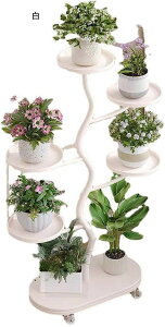 フラワースタンド 花台 プランタースタンド 園芸ラック 観葉 植物 植木鉢台 安定させる 北欧 バルコニー ガーデンラック 組み立てが簡単 移動が容易 キャスター付き 耐荷重 おしゃれ リビン