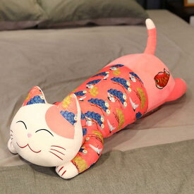 ねこぬいぐるみ 抱きまくら 動物 もちもち ふわふわ クリスマス おもちゃ お誕生日プレゼント 子供へ 彼女彼氏へ ピンク 縫い包み バレンタインデー ホワイトデー クリスマス ギフト お祝い 横向き