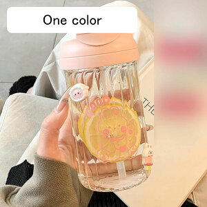 透明 ストロー付き 500ml ウォーターボトル ボトル 耐熱ガラス ボトル 直飲み キャリーハンドル付き 水筒 2way 無鉛 夏用 高い密封性 洗いやすい 超軽量 学生 ユニセックス 職場 トラベ