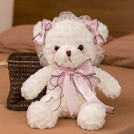 ぬいぐるみ クマ ロリータ風 ベア 軽量 レディース もこもこ 可愛い 熊 インテリア 蝶結び 柔らかい 癒し系 お姫様 超キュート ガールズ ロリィタ ゴスロリ リボン 結婚祝い バレンタインデー