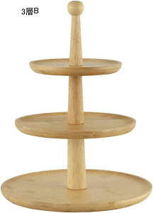 木製 ケーキプレート 木製3段トレイ ケーキスタンド アフタヌーンティー デザート皿 クッキングディスプレイスタンド フルーツプレート 陳列台 収納ホルダー ケーキ装飾 果物収納 結婚式の