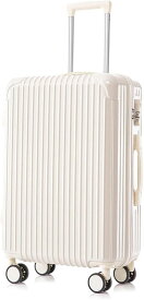 スーツケース キャリーケース 60L キャリーバッグ ファスナー式 超軽量 大型 耐衝撃 静音 ダブルキャスター 360度回転 旅行 ビジネス 出張 ホワイト 大容量 耐衝撃 隠しフック機能 静音