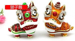 獅子舞 トリンケットボックス ジュエリーボックス 貔貅 ヒキュウ 一対 ペア 置物 ジュエリー収納 招財 財運 金運アップ 風水グッズ 琺瑯彩 インテリア デコレーション用 お礼 新年 ギフト お