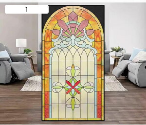 ステンドグラスシール 教会 洋風 断熱フィルム 窓用 外から見えない アンティーク ガラスシール 目隠しシート 窓飾り お洒落 華やか プライバシー保護 日差し 西日対策 貼り直しでき 結露防