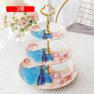 欧風ケーキスタンド セラミック 円形 赤絵 ケーキディスプレイスタンド 陳列台 デザートスタンド 2段 3段 西洋風 お菓子 アフタヌーンティー テーブルデコレーション コンパクト プラッター