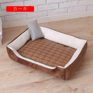 ペットベッド ペットソファー ペットクッション 骨柄 犬用ベッド 夏用 ござ付き クール やんわり 涼しい ペットハウス 滑りにくい裏生地 室内用 お洒落 かわいい 耐久性 快適 小動物 家 グレ