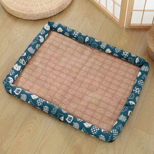 夏用 ペットベッド クールマット ひんやり 犬用ベッド 冷感 ソフト 夏ござ 籐マット 枕付き 寝床 敷きパッド 小型/中型/大型 犬 猫 暑さ対策 滑りにくい裏生地 室内用 耐噛み ペットクッショ