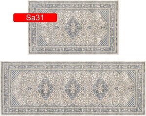 キッチンマット PVC 洗濯不要 Sa27 44*120cm【0.8cm厚】 ロングマット 台所 厨房マット フェイクレザー ドアマット 欧風 幾何学柄 サラっとした手触り 洗面所 廊下敷き 自宅用