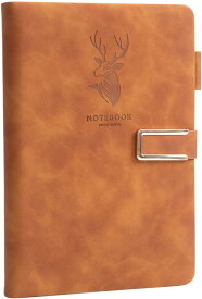 手帳 A5サイズ 2冊入り かわいい 横罫線入り しおり付き 大人 ブラウン メモ手帳 ノート手手帳 PUレザー マグネットタイプ 罫線入り ビジネス手帳 スケジュール手帳 文房用品 ペンホルダー 日