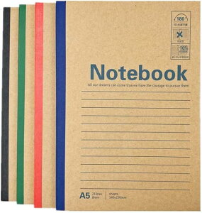 ノート A5 横罫線入り) 10冊組み a5メモ帳 色違い スケジュール帳 A5 手帳 色それぞれ10冊パック 罫線入り 水平開き notebook ビジネス用品 事務用品 会議ノート 学生用 A5*