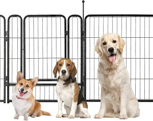 ペットサークル 大型犬用 中型犬用 ペットフェンス 折り畳み式 組立簡単 全成長期使用可 室内外兼用 犬ケージ スチール製 複数連結可能 犬 サークル 銀カラー 長60*高60-8枚