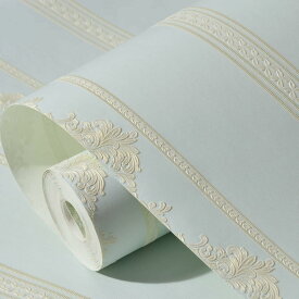 壁紙シール 欧風 ライトブルー アンティーク 53cm*1m 3D効果 リメイクシート はがせる壁紙 のり付き DIYシート 防カビ ウォールステッカー 接着剤不要 不織布素材 リフォームシート 洋室