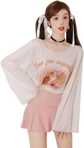 水着 レディース 長袖 3点セット 体型カバー ビキニ かわいい セパレート 透け感 インナーショーツ付き 女の子 高校生水着 水陸両用 温泉 女性 水泳 サウナ プール おしゃれ 露出控えめ 着痩