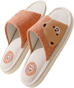 リネンスリッパ 亜麻 ハウススリッパ カートゥーン 室内履き替え 男性 女性 さらさら 吸汗性 防滑 静音軽量 歩きやすい 抗菌衛生 可愛い お洒落 夏用 室内 家庭 リゾート 介護 寝室