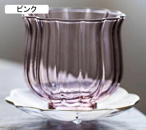 ティーカップ 湯呑み ガラスカップ 冷茶グラス 透明 冷酒グラス 日本酒グラス 焼酎グラス カップ&ソーサーセット 120ml 小型 持ちやすい 茶器 ミニ 来客用 かわいい レストラン 居酒屋 家庭