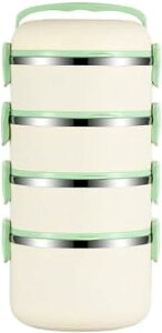 弁当箱 保温弁当箱 ランチ ご飯容器おかず容器 スープジャー 大容量ステンレスランチジャー 2段 /3段 /4段 真空断熱フードジャー ポータブルお弁当箱 お手入れ簡単 通勤 運動会 通学 (カーキ