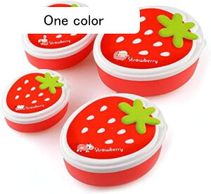 4個 再利用可能な弁当箱 食品収納ボックス 蓋付き イチゴ型 ミニ弁当箱 職場 学校 ピクニック キャンプ 食事準備容器用