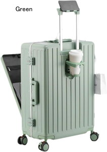 キャリーケース スーツケース フロントオープン USB充電 カップホルダー付き 荷物フック 携帯電話ホルダー付き ブレーキ付 TSAロック 大容量 キャリーバッグ 機内持ち込み 頑丈 超軽量 静音 3