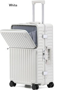 スーツケース フロントオープン キャリーケース usbポート付き 機内持ち込み カップホルダー付き アルミフレームタイプ トロリースーツケース TSAロック搭載 キャリーバッグ 前開き 荷物フ