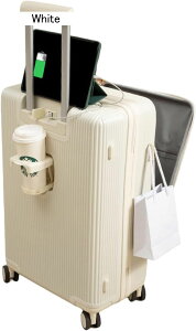 前開き キャリーケース スーツケース USBポート付き 機内持ち込み カップホルダー付き キャリーバッグ ポケット付き フロントオープン 耐衝撃 超軽量 大型 静音 おしゃれ 旅行 出張 ビジネス