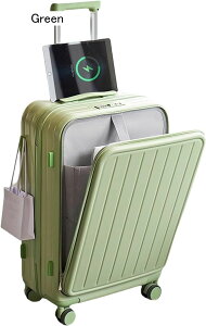 スーツケース フロントオープン 機内持ち込み キャリーケース usbポート付き キャリーバッグ 前開き カップホルダー付き 荷物フック 充電機能付き 頑丈 可愛い 超軽量 静音 耐衝撃 かわいい