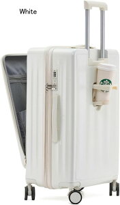前開き スーツケース フロントオープン キャリーケース キャリーバッグ カップホルダー付き 大容量 静音 拡張 大容量 頑丈 前ポケット 多収納ポケット トランク おしゃれ ビジネス 卒業旅行