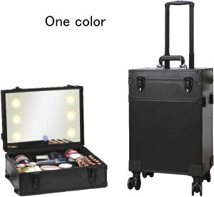メイクボックス キャスター付き 鏡付き ライト トロリーケース 業務用 大容量 三層 四層 コスメ 収納ボックス アルミ 仕切り付き メイク道具収納 化粧道具入れ ヘアメイク 美容師 トラベル