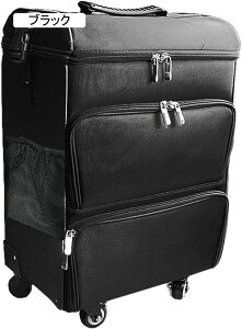 プロ用メイクボックス キャスター付き メイクキャリーケース 三層 業務用 大容量 ロック付き メイクbox ナイロン 仕切り付き 使用便利 メイク用 化粧品 ネイル収納 美容師 トラベル 旅行 プ