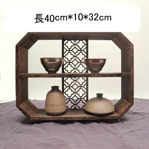 木製ラック ティーポット収納棚 透かし彫り ティーカップホルダー 中華風 和風 和室飾り インテリア 茶器収納棚 卓上棚 キッチンラック 茶器収納 ティートレー 盆栽 花棚 花瓶 花台 玄関 部