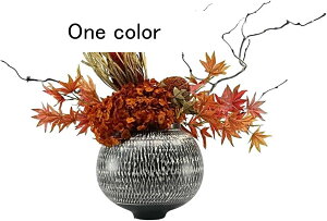 フェイクフラワー 紅葉 造花アレンジ 生け花 インテリア 室内 人工観葉植物 陶器花瓶付き 和風 リアル 茂る外観 店舗 美術館 デパート リビング デスク お開店祝い 新生活 オレンジ お手入れ