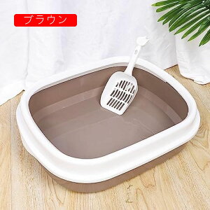 猫用トイレ 大型 猫のトイレ ネコ トイレ 本体 システムトイレ オープンタイプ 大きめトイレ 半密閉型 スコップ付き 飛び散り防止 ハーフカバー 清掃便利 丸洗い可能 猫トイレ 分離式 組立