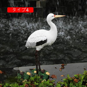ガーデニング雑貨 ガーデニング 置物 鶴 庭オブジェ アンティーク ナチュラル オーナメント 庭 動物 アニマル ガーデン 雑貨 リアル オブジェ おしゃれ 可愛い インテリア タイプ 白 ディス