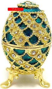 イースターエッグジュエリーボックス 卵の形たまご 合金製 ジュエリーボックス ストライプ クリスタル トリンケットボックス 装飾品 小物入れ 置物 ギフト プレゼント おしゃれ インテリア