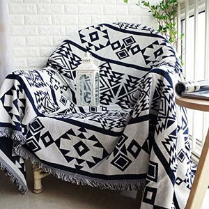 マルチカバー 北欧風 90*210cm シンプル カラー ソファーカバー フリンジ付き ソファカバー 幾何 リバーシブル 綿 掛け毛布 キルト ブランケット 防塵 丸洗い プレゼント 二人掛け 替えカ