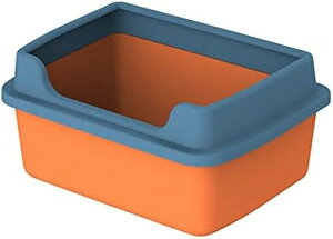 猫トイレ 超広い空間 猫用トイレ 大型 ネコ トイレ システムトイレ オープンタイプ 用トイレ 半閉鎖式 猫用品 本体 飛び散り防止ハーフカバー付き清掃便利 分離式 丸洗い可能 組立ほぼ不要