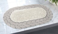 シンプル ニット柄 マット【サイズ：約70cm×120cm】楕円形 日本製水洗い・丸洗いOK 滑り止め 防ダニ