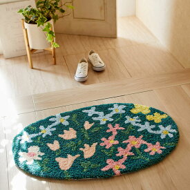 DESIGN LIFE オハナバタケ マット【サイズ：約45cm×70cm 楕円形】【日本製】OHANA BATAKE MAT 防ダニ加工 滑り止め加工玄関マット フロアマット フットマット【楽ギフ_包装】【楽ギフ_のし宛書】