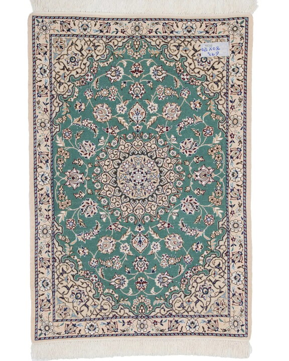 楽天市場】ペルシャ絨毯 ナイン産 約80cm x 117cm 玄関マット グリーン 