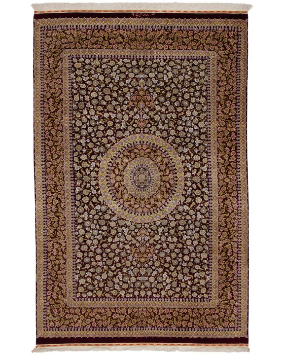 楽天市場】ペルシャ絨毯 クム産 ファタヒ工房 シルク 約130cm x 200cm 