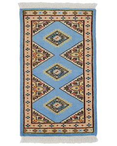 パキスタン絨毯 約46cm 79cm 玄関マットサイズ レッド 赤色 ウール 羊毛 滑らか ツヤツヤ 艶 手織り 一点もの 現品限り 床暖房対応 ホットカーペット対応 オールシーズン 一年中 幾何学模様 春