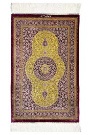ペルシャ絨毯　クム シルク　約60cm x 93cm