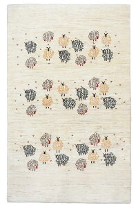 ペルシャギャッべ ファインクオリティ 約102cm x 163cm ナチュラル 玄関サイズ リビング ウール100% 羊毛 天然 ふかふか モコモコ ナチュラル ホットカーペット対応 床暖房対応 オールシーズン