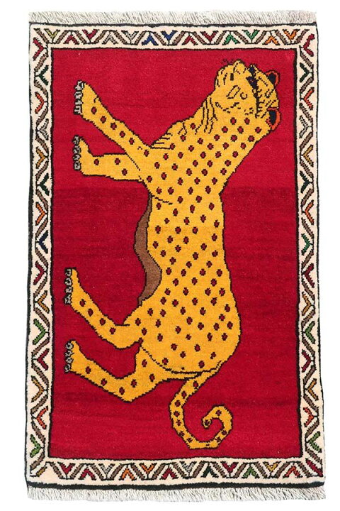 楽天市場】ペルシャ絨毯 ヒョウ ウール 約63cm x 97cm 玄関マット 