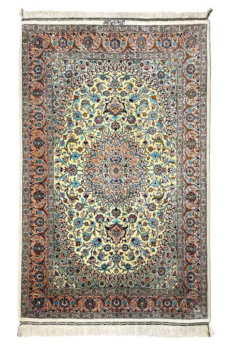 楽天市場】ペルシャ絨毯 クム産 レザイ工房 シルク 約78cm x 120cm 