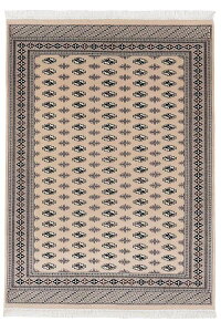 パキスタン絨毯 ファインクオリティ 約140cm x 190cm リビング 約2畳 ベージュ 長方形 羊毛 ウール 総柄 滑らか ツヤツヤ サラサラ ホットカーペット対応 床暖房対応 室内 オールシーズン 一年中