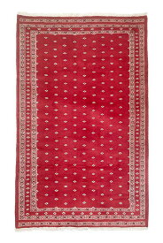 パキスタン絨毯　約96cm x 153cm リビングサイズ レッド 赤 長方形 羊毛 ウール 総柄 滑らか ツヤツヤ サラサラ ホットカーペット対応 床暖房対応 室内 オールシーズン 一年中 現品限り 一点もの 高級 北欧 絨毯 ラグ