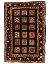 キリムギャッベ 約84cm x 125cm 玄関マット ギャッベ キリム ワインレッド ウール100% 羊毛 自然 生命の木 パネル 四角 モコモコ ふかふか クッション性 長方形 オールシーズン 春 夏 秋 冬 床暖房対応 ホットカーペット対応 厚手 現品限り 手織り