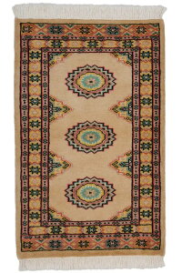パキスタン絨毯 約55cm x 85cm 玄関マット ベージュ ブラウン 茶色 ウール 羊毛 現品限り ラグマット 幾何学模様 小ぶり 最高級 ホットカーペット対応 床暖房対応 オールシーズン 1年中 春 夏 秋