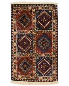 ペルシャ絨毯 ヤラメ 約60cm x 101cm 玄関マット リビング 長方形 羊毛 ウール メダリオン パネル柄 ホットカーペット対応 床暖房対応 室内 オールシーズン 一年中 現品限り 一点もの 高級 北欧